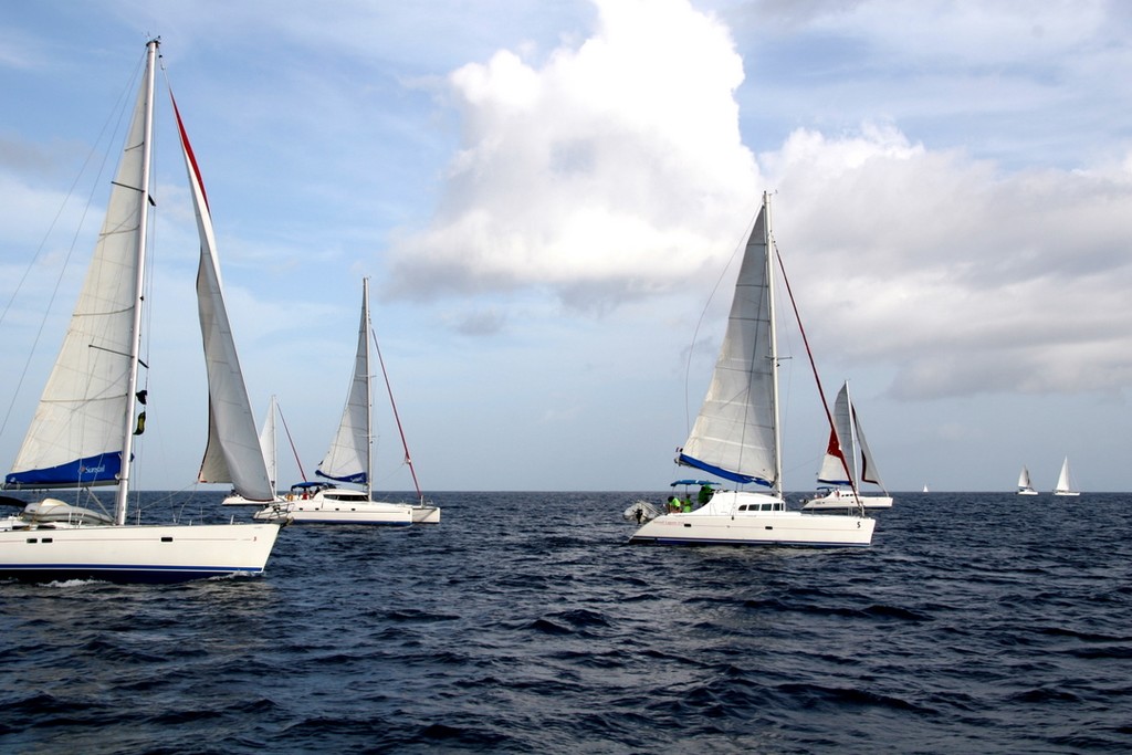 Heading out for race start to Dickensons Bay © Maggie Joyce - Mariner Boating Holidays http://www.marinerboating.com.au